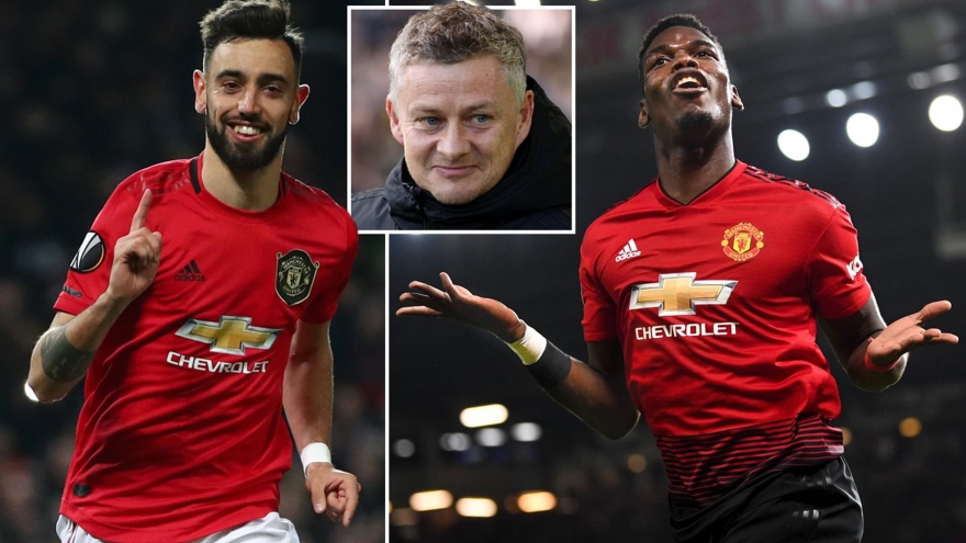 Bruno Fernandes sẽ phải hỗ trợ cho Paul Pogba trong đội hình MU